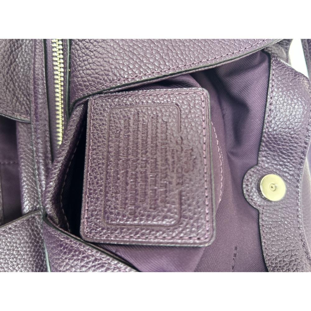 Coach Edie 31 Shoulder Bag Dark Purple Pebbled Leather Tote 57125 - Picture 5 of 7